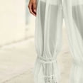thumbnail image 2 of FAHXNVB Women Lace Trim Long Bloomers Elastic Waist Ruffle Pantaloons Cropped Flared Slips Pants Solid Color Soft Comfy Capri Pajama Bottoms, 2 of 4