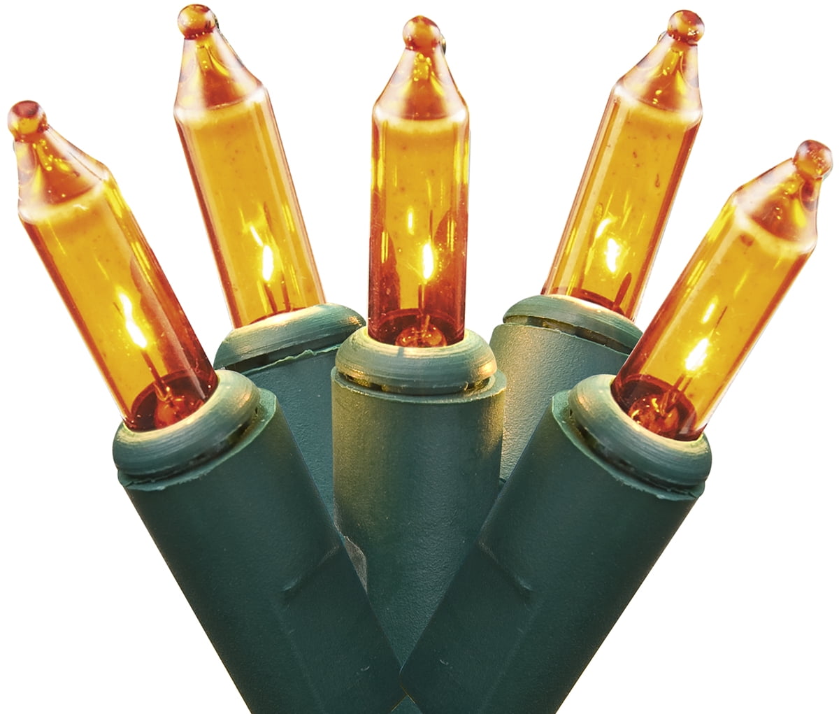 50Count Gold Mini Christmas Light Set, 10.2ft Green Wire