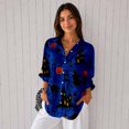 thumbnail image 4 of Nyfairy Plus Size Women's Halloween Print Long Sleeve Button Down Casual Shirt, 4 of 5