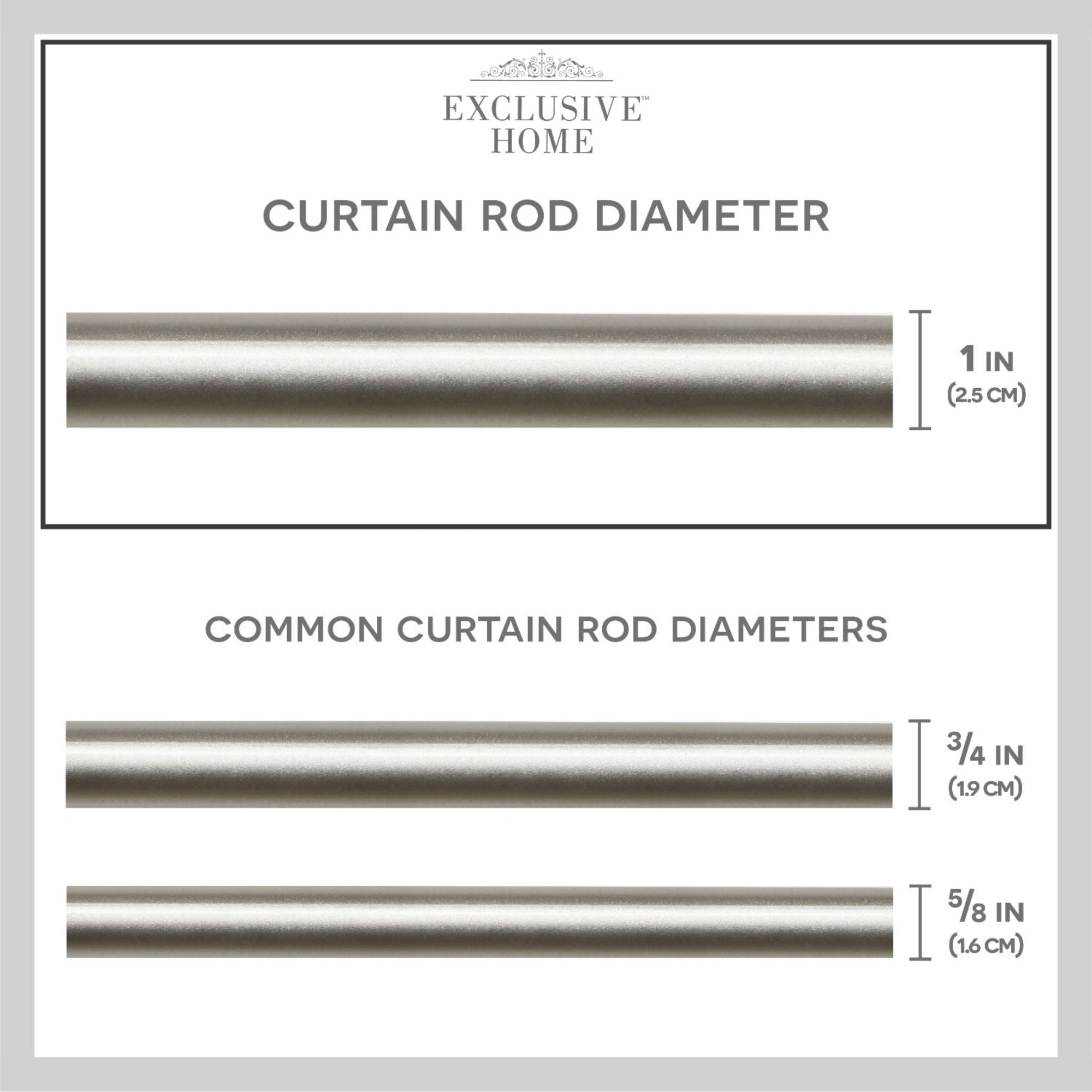 Exclusive Home Rockwell 1" Window Curtain Rod and Finial Set, Adjustable 36"-72", Matte Nickel