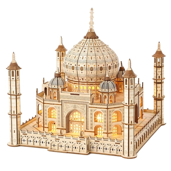 Puzle 3D de madera Taj Mahal con luz LED de 388 piezas para adultos