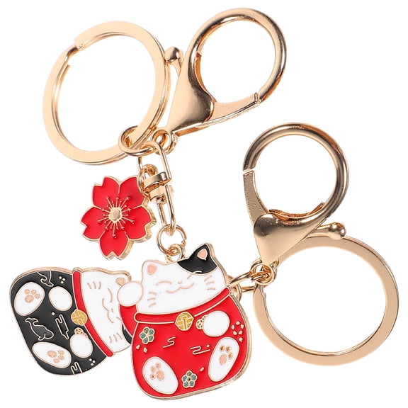 ELAYARD 2-Pack Adorable Japanese Cat Keychains for Purse and Backpack Charms, Cute Decorative Accessories