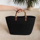 thumbnail image 5 of Bolso de mano tejido para mujer, bolso de playa de verano, ligero y versátil, tipo cesta Negro, 5 of 9