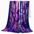 thumbnail image 2 of Purple Butterfly Golden Filigree Scene, Ethereal Fantasy Style for Butterfly Lovers, Pumpkin Armchair Display and Halloween Gift, Cozy Flannel Blanket, Home Decor, 2 of 9