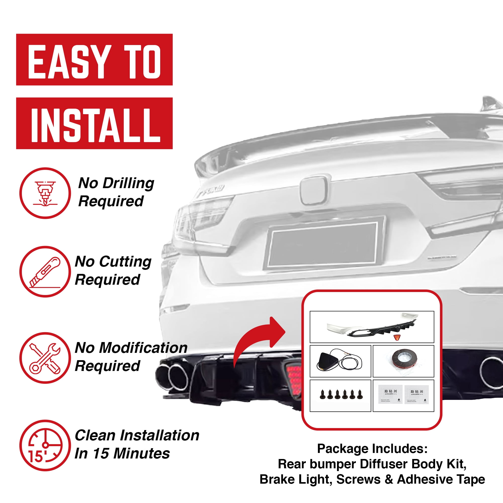 AMERICAN MODIFIED 18-23 Honda Accord Aerodynamic Rear Lip Spoiler, White