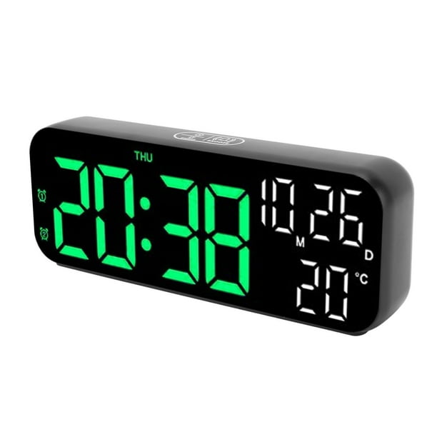 Reloj Despertador Digital, Reloj LED Para Dormitorio Con 3 Brillos Ajustables, Control De Voz, Reloj Despertador Electrónico Con Visualización De Fecha Y Temperatura, Función De