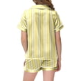 thumbnail image 4 of WEAIXIMIUNG Pyjama Rayé Imprimé pour Filles Manches Courtes Bouton Haut Shorts Ensemble de Pyjama Maison 150, 4 of 4