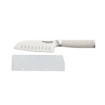 KitchenAid Gourmet Forged Santoku Knife with Custom-Fit Blade Cover, 5-inch, Sharp Kitchen Knife, High-Carbon Japanese Stainless Steel Blade, Milkshake