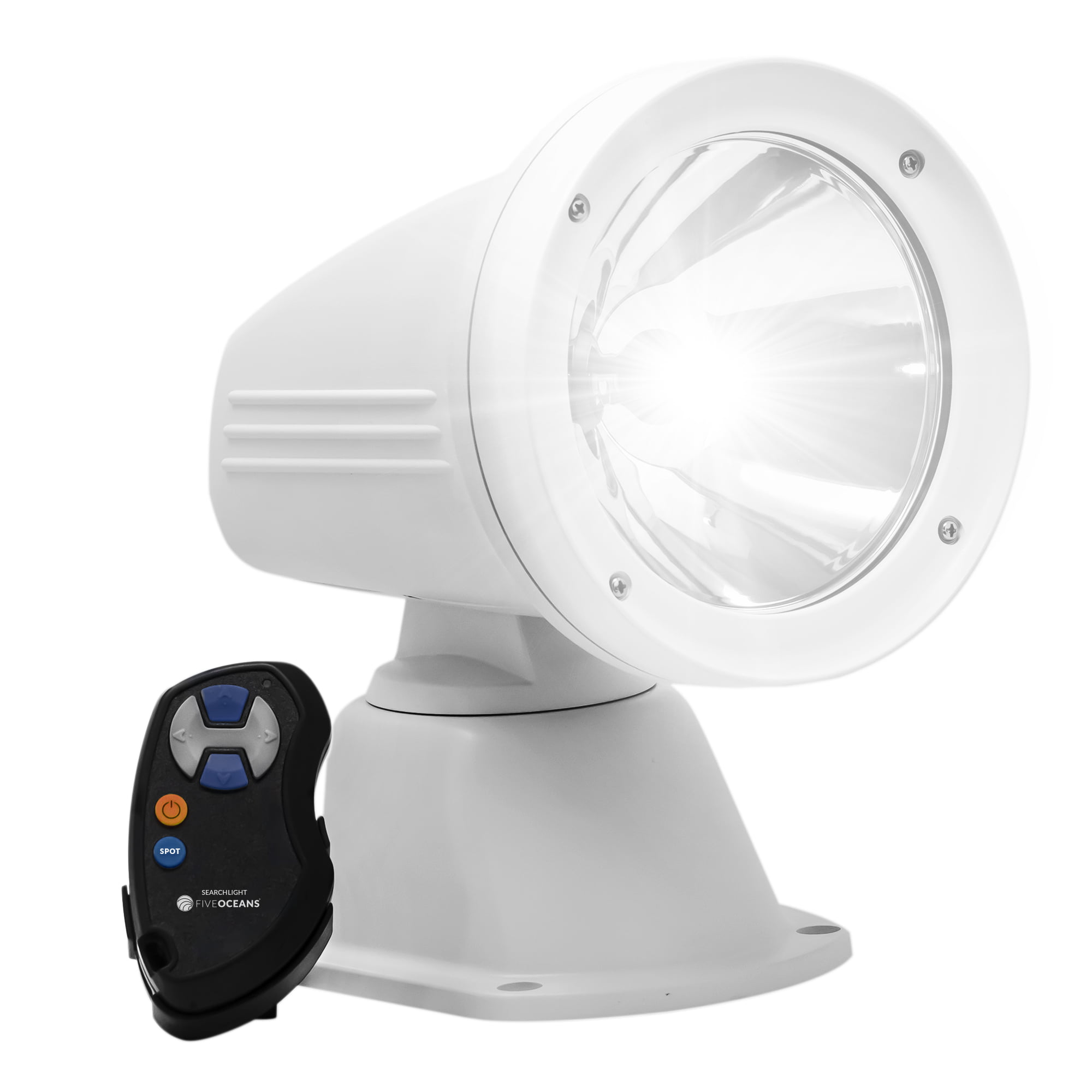 Spot/Flood Beam Horizontal/Vertical Rotation, Commercial & Recreational Boats Five Oceans LED Wireless Searchlight Trucks FO-4519 RV Trailer 6000 Lumens Remote Control High Power