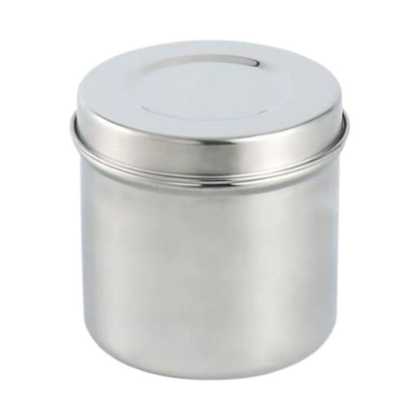 Recipiente de almacenamiento de aderezo de acero inoxidable con tapa y soporte para bolas de algodón 9 cm x 92 cm