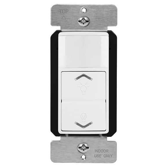 TOPGREENER Motion Sensor Light Switch Dimmer, Electronic Dimmer with PIR Motion Sensor, Occupancy & Vacancy Modes, 150W LED/CFL, Single-Pole, UL Listed, TDODS5-120, White
