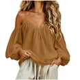 thumbnail image 3 of ThriftyPlait Boho Tops for Women Casual Cotton Off Shoulder Long Sleeve Blouse Sexy Loose Fit Trendy Shirts Going Out V Neck Summer Outfit, 3 of 7