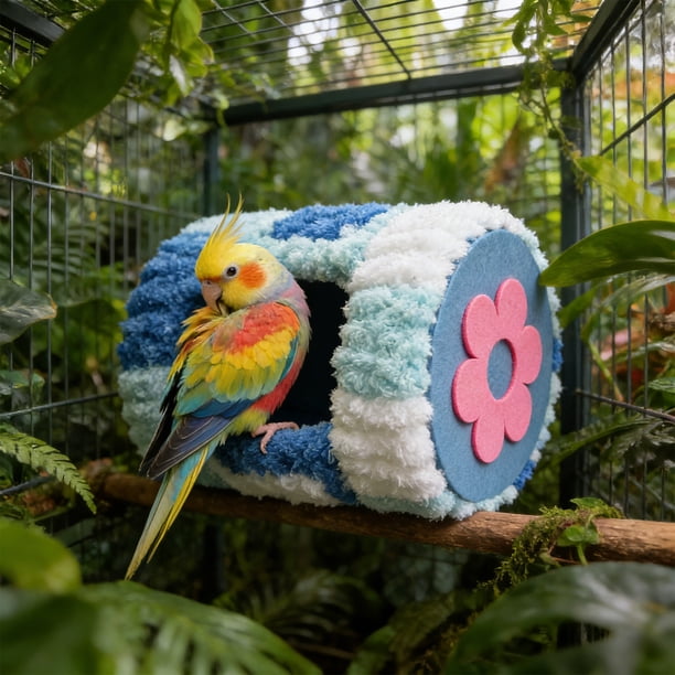 Nido para Dormir para Loros y Pájaros Pequeños: Casita Colgante de Felpa Cálida con Tela Gruesa para Usar En Invierno; Acogedor Refugio Estilo Hamaca para Jaula.