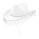 thumbnail image 2 of Sombrero de vaquero para mujer, moderno, con correa para la barbilla y flecos de diamantes de imitación, sombrero para despedida de soltera Blanco, 2 of 8