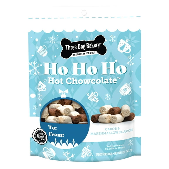 Three Dog Bakery Ho Ho Ho Hot Chowcolate Treats, Premium Treats for Dogs, 5 Ounces Each