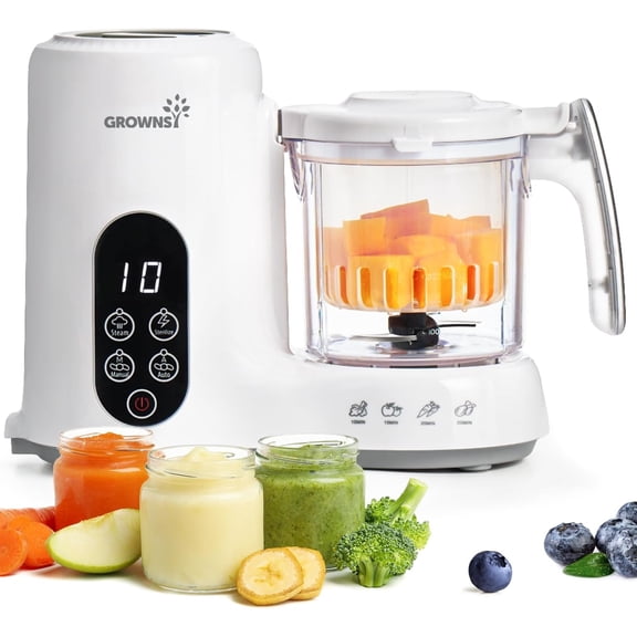 Grownsy Baby Food Maker Multi-Function,Constant Temperature 24h, Auto Cooking & Grinding,White