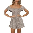 thumbnail image 2 of Sherrylily Women Floral Wide Leg Short Rompers Shirred Ruffle Sleeve Jumpsuit, 2 of 5