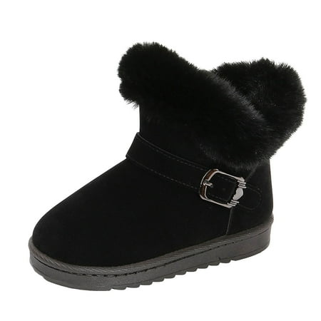 Huesdet Toddler Girls Boys Ankle Boots Little Kid Waterproof Outdoor Chelsea Fall Booties Leather Comfort Shoes(Black 4-4.5 Years)