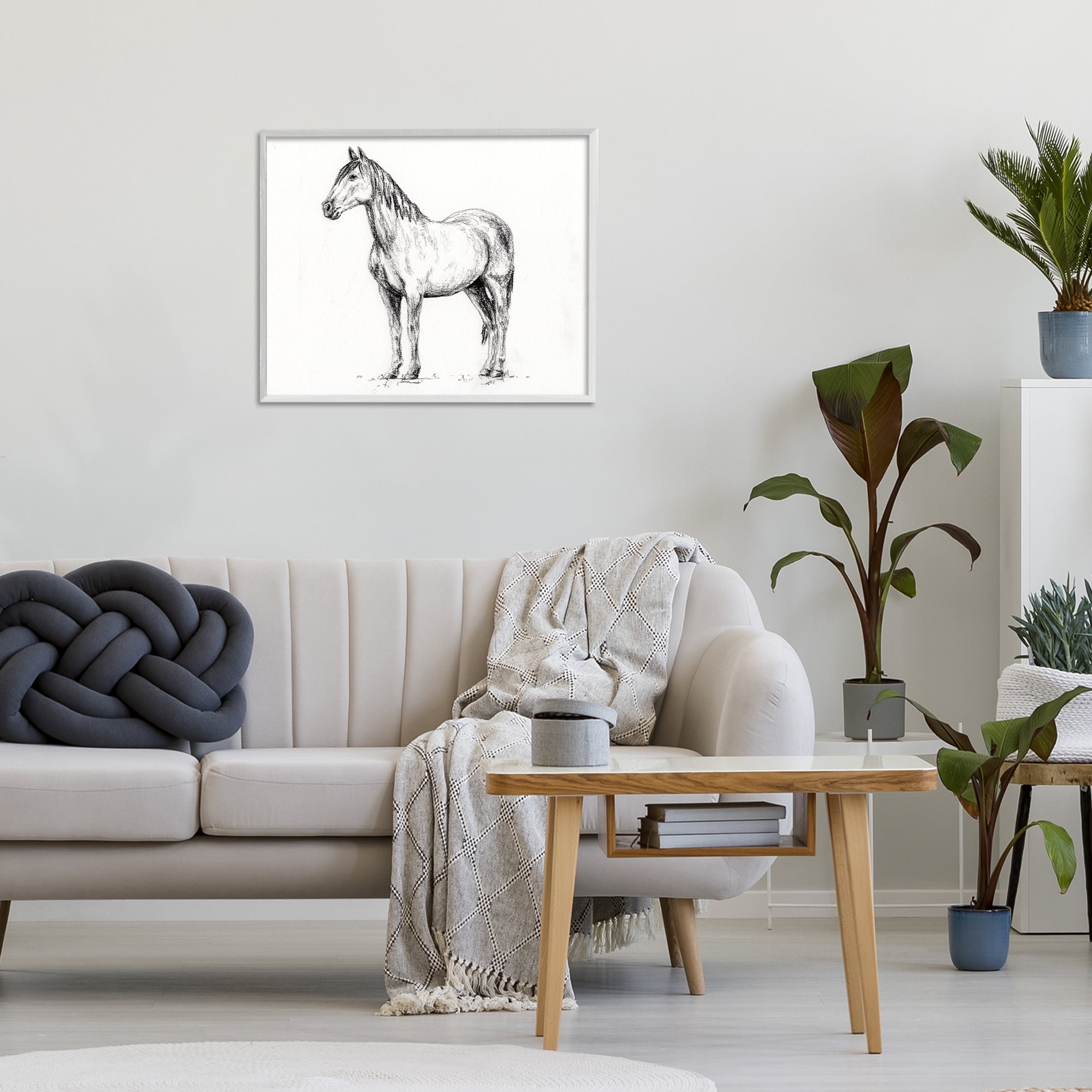 Stupell Industries Horse In Charcoal White Framed Giclee Art, design by Leah Noel Art