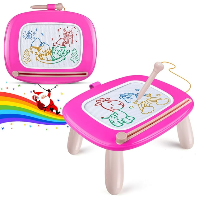 Tablero de dibujo magnético Smasiagon para niños de 1 a 3 años, color rosa oscuro