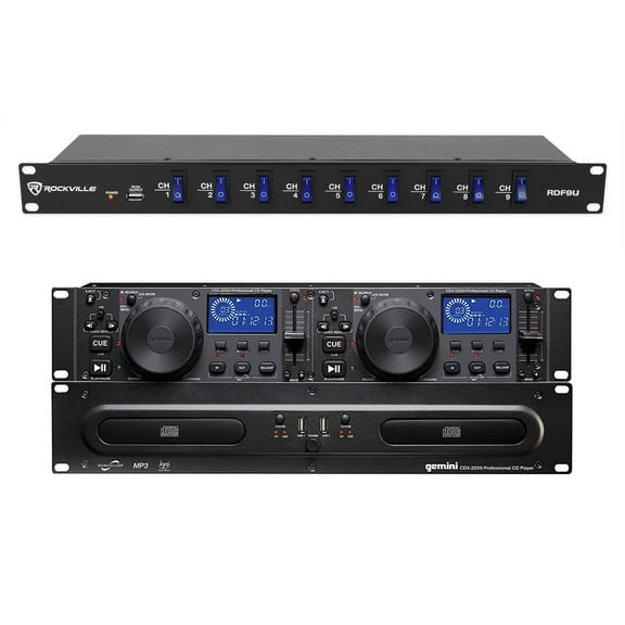 Gemini CDX-2250i Pro DJ Dual Two Deck Rack CD/MP3 Media Player w/USB Power Strip