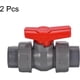 thumbnail image 3 of 32mm ID Double Union Ball Valve, 2 Pack PVC Socket Type Shut-off Valve Switch for Water Flow Control, Gray, 3 of 4