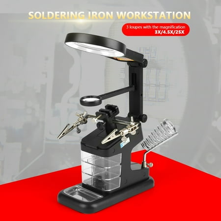 

Soldering Iron Workstation Electric Soldering Iron Workstation Multifunctional Soldering Iron Workstation USB Electric Soldering Iron Workstation With 3X/4.5X/25X Loupe LED Lights