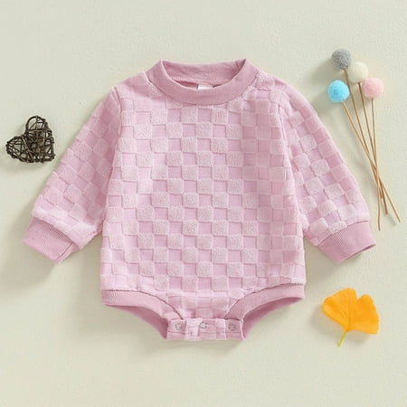 

Ovbmpzd Toddler Girl Pjs under $10 Long Sleeve Pink Comfy Polyester Solid One-Piece Pajamas Baby Onesies 0 Months