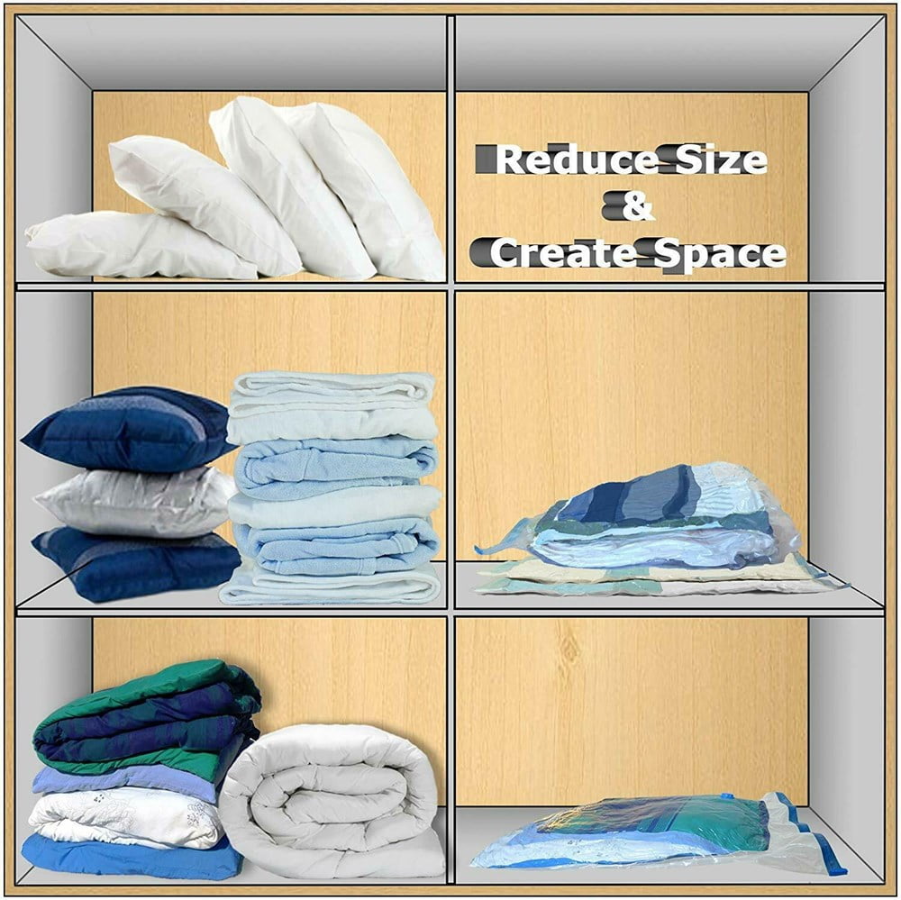 14-Pack Combo: 10 XL Vacuum Seal Space Saver Bags + 4 Travel Organizers for Closets & Wardrobes