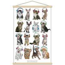 Keith Kimberlin - Kittens - Headphones Wall Poster with Wooden Magnetic Frame, 22.375" x 34"