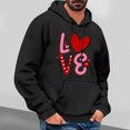 thumbnail image 2 of Yiliang Men's Valentine's Day Printed Casual Hooded Long Sleeved Sweatshirt,Black,M, 2 of 4