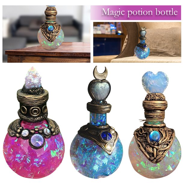 Luna Botella De Poción Mágica Resina Creativa Luna Poción Mágica Adorno Artesanal Purpurina Exquisita Poción Mágica Decoración Del Hogar Para Regalo Hogar Sala De Estar Decoración De Escritorio Muyoka Hogar