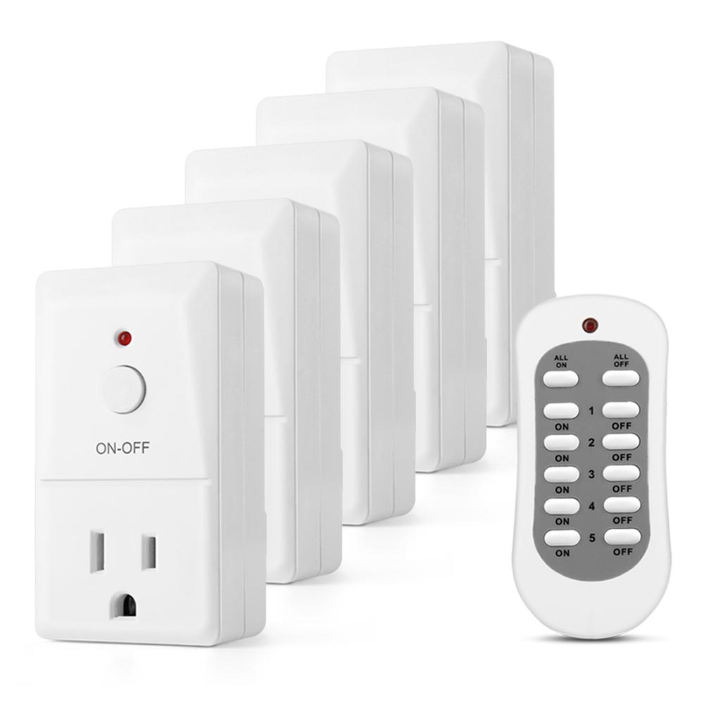 Wireless Remote Control Outlet Switch 5 Pack Electrical Remotely Ac Power Adapter Socket Plug On And Off Converter Kit For Indoor Home Light Lamps