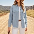 thumbnail image 4 of uublik Jeans Jacket for Women Blue Casual Turn Down Collar Button Down Outerwear Suitable for Daily Wear and Work, 4 of 7