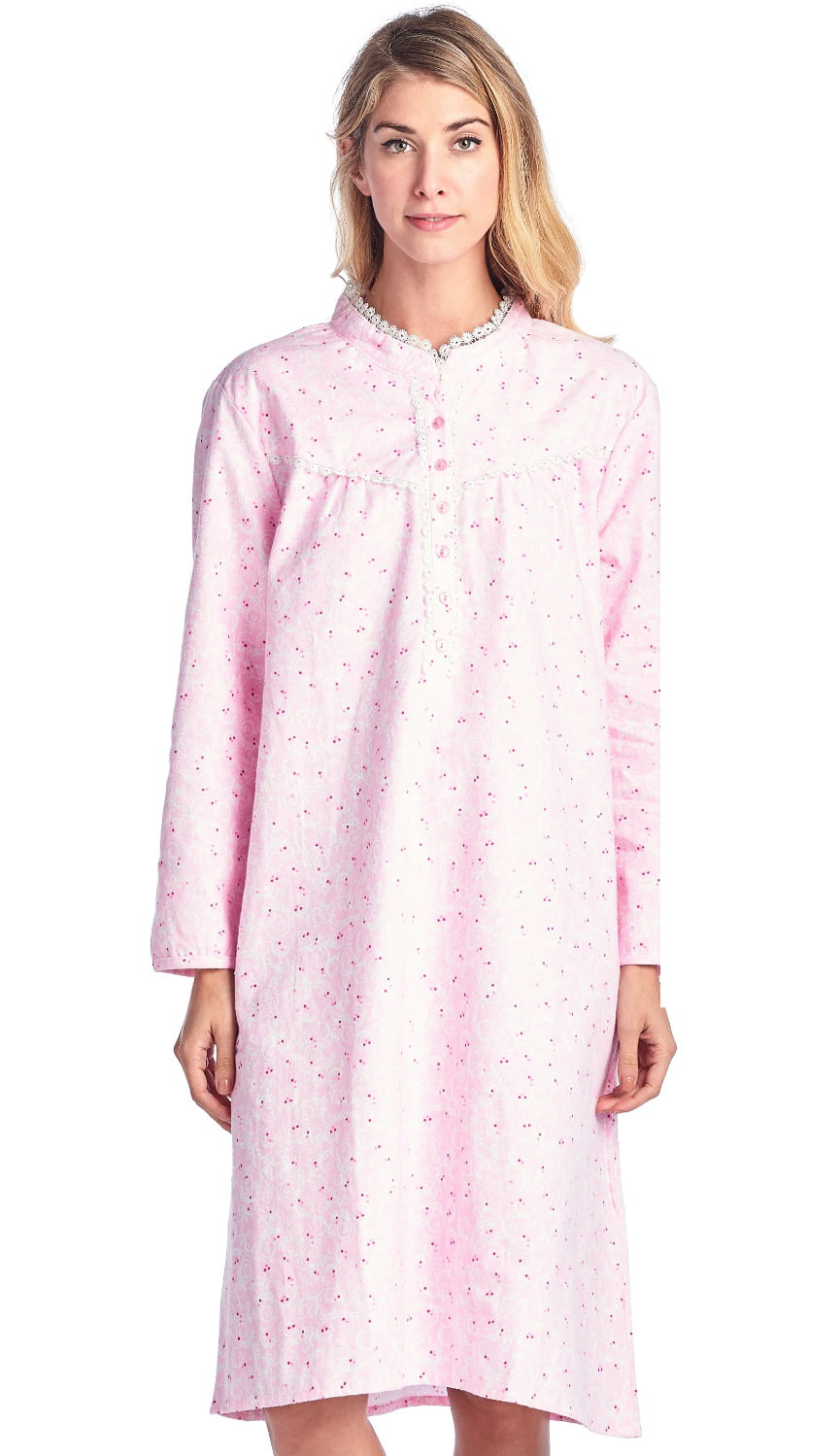 Casual Nights Women's Flannel Floral Long Sleeve Nightgown - Pink - XX