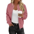 thumbnail image 3 of TKLPEHG Women's Zip Up Jacket Casual Long Sleeve Sweatshirts Fall Coat Outerwear Windbreaker with Pockets (Pink,XL), 3 of 9