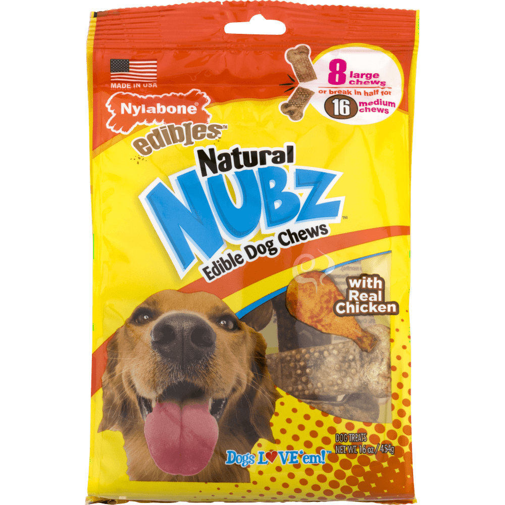 Nylabone Natural Nubz Edible Dog Chew Treat Chicken, Large, 16 Oz. (8