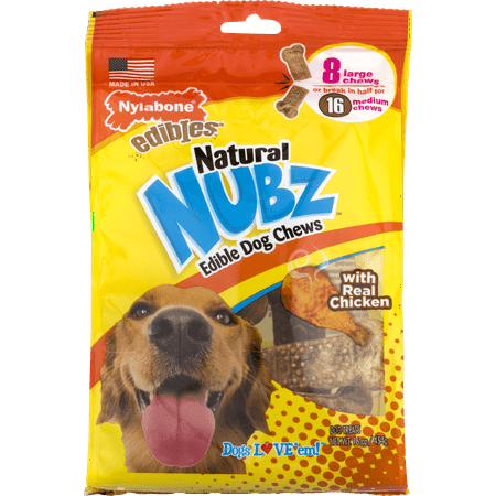 Nylabone Natural Nubz Edible Dog Chew Treat Chicken, Large, 16 Oz. (8 (Best Chews For Large Dogs)