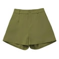 thumbnail image 5 of WTOBBY Ladies' Casual High Waist Suit Shorts with Slimming Effect, Versatile Solid Color Loose Fit for Fashionable Office or Everyday Summer Wear,Army Green L, 5 of 5