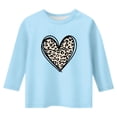 thumbnail image 4 of Byoo Leopard Heart Print Girl T Shirt Valentine 3/4 Sleeve Round Neck Active Pullover T-Shirt Soft Daily Kids Tee Top, 4 of 4