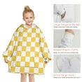 thumbnail image 6 of Yellow White Checkerboard Checkered Pattern Blanket Hoodies for Kids 6-13YR Oversize Wearable Blanket Hoodies for Boys Girls Teens, 6 of 7