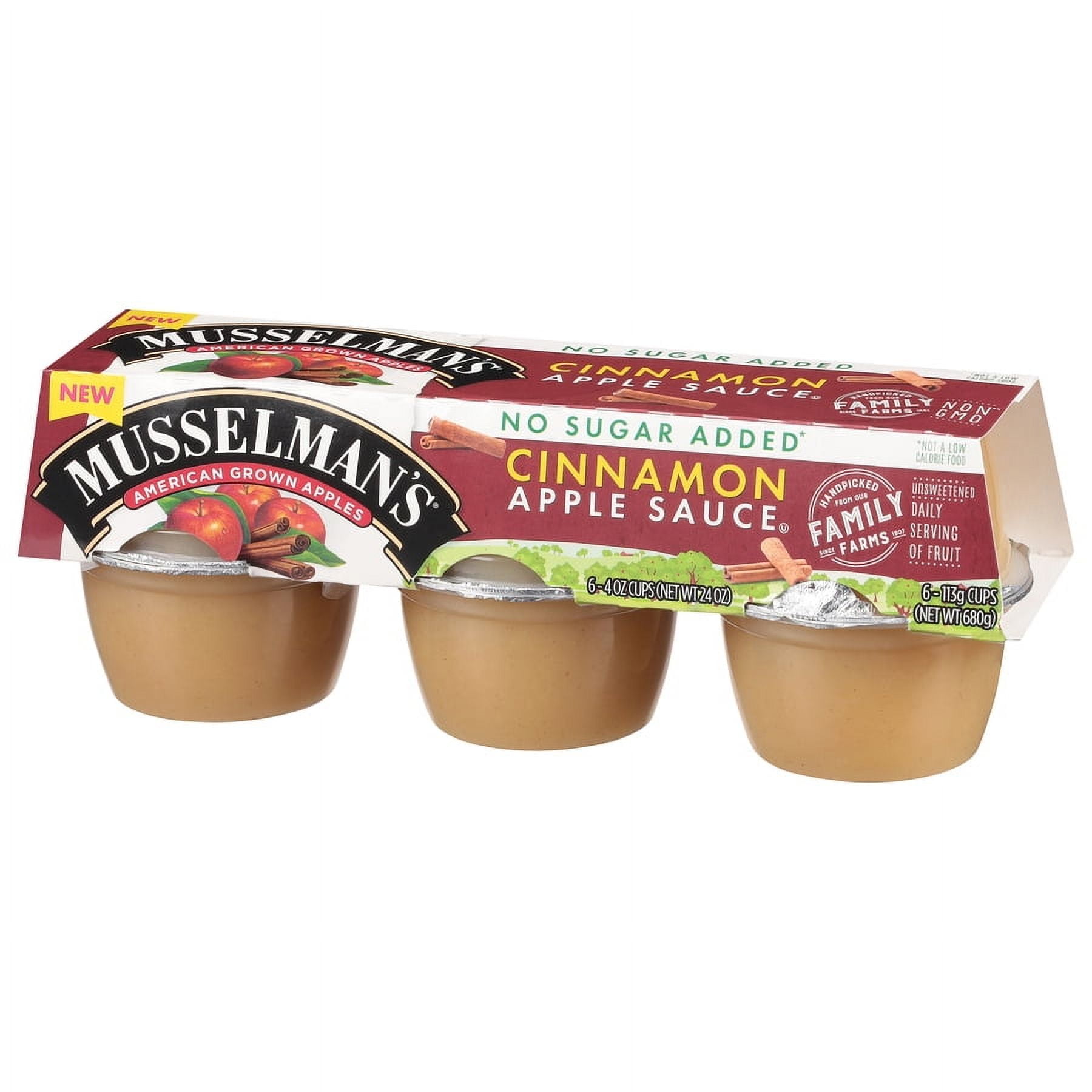 (12 pack) Musselman's No Sugar Added Cinnamon Applesauce 4oz, 6 count