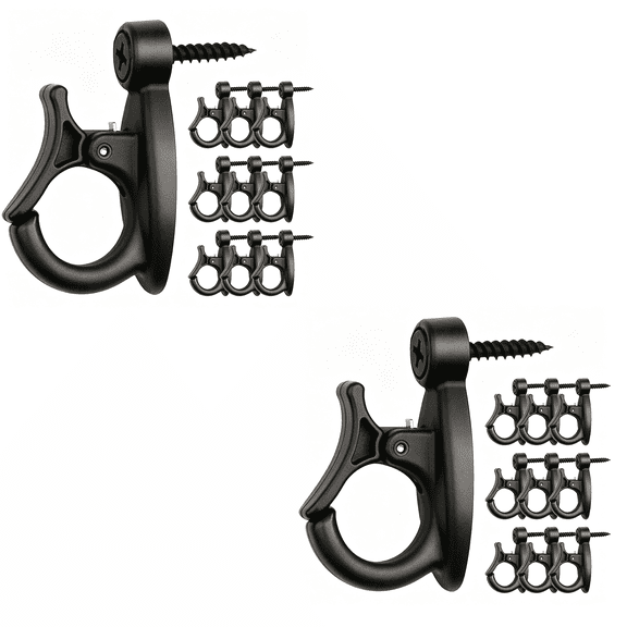 LQSEO Light Hanger Hooks,String Light Hooks,Screw-In Hooks for Hanging String Lights and Wire,Plants,Wind Chimes,Plastic,Black String Light Hooks 20 Pack