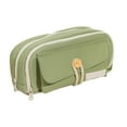 thumbnail image 1 of Style Rope Pencil Holder Canvas Large Capacity 8.3x4.5x3in Layered Design Zipper Closure Front Pocket for Pens Sticky Notes Stationery Organization Home School, 1 of 3