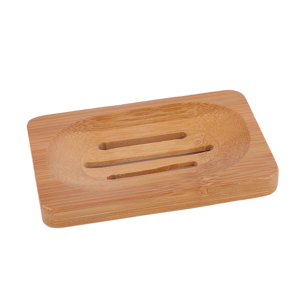2 pcs Handmade Wood Bamboo Soap Dish Tray Case Holder Bathroom Storage Box 