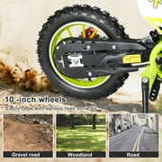 Happydeer Kids Dirt Bike, 49cc 2-Stroke Gas Power Motocross, Shock Absorption Springs Off Road Mini Motorcycle, Pocket Motorbike with Front Rear Disc Brakes (Yellow Green)