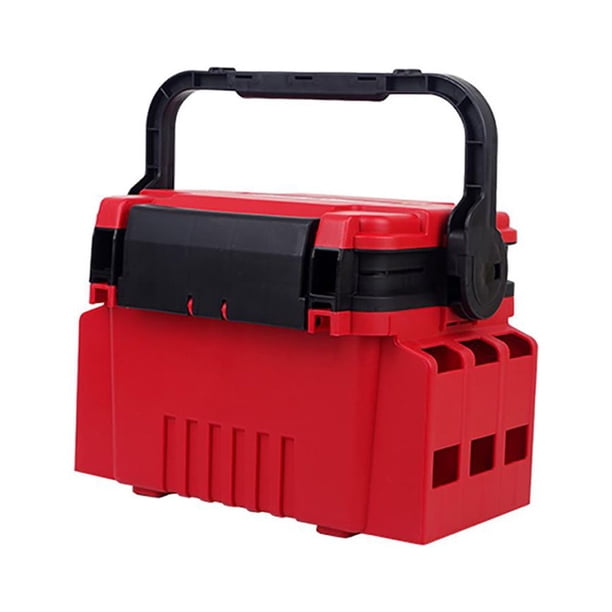 Caja Aparejos Pesca Doble Capa Herramientas para Señuelos Gruesos Suministros () Rojo