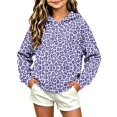 thumbnail image 4 of Sevevn Girls' Leopard Print Hoodie Sweatshirt Long Sleeve Pullover Hooded Top with Ribbed Cuffs and Hem, Cute Casual Graphic Printed Sweatshirt for Kids Everyday School Travel and Outdoor Wear, 4 of 5