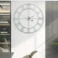 thumbnail image 2 of LEIKE 16" Metal Wall Clock Silent Battery Operated for Living Room Silver, 2 of 7