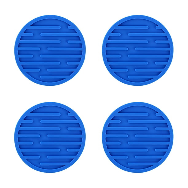 Posavasos para bebidas Moyic paquete de 4 mantel acanalado escurridor de silicona Mostrada Azul